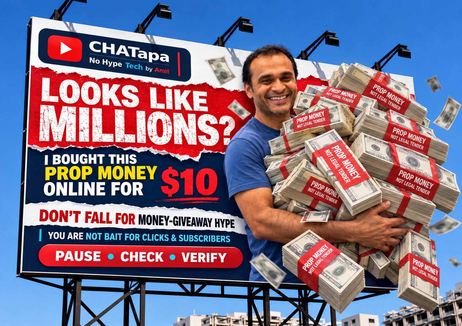 Looks like millions? Prop money online for $10 — don't fall for money-giveaway hype